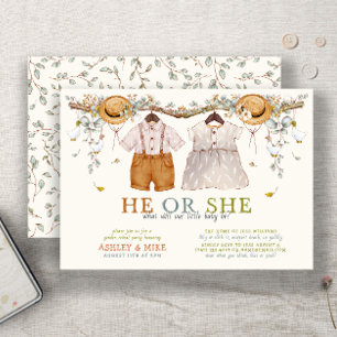 Boho Han eller hon Clothing Neutralt Gender Reveal Inbjudningar