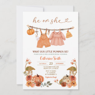 Boho Han eller hon Pumpkin Gender Reveal hösten Inbjudningar