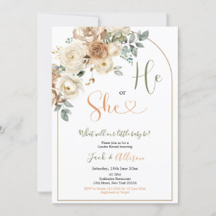 Boho Han eller hon Rustic Blommigt Gender Reveal Inbjudningar