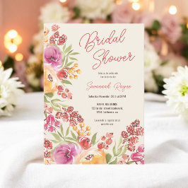 Boho Hand-Payed Watercolor Blommigt Möhippa Inbjudningar