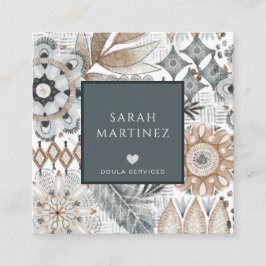 Boho Hand plockade Shapes Doula Birth Services Fyrkantigt Visitkort