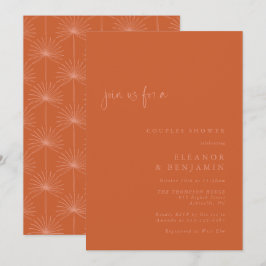 Boho Handflatan Botanical Burnt Orange Par Shower Inbjudningar