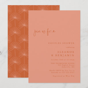 Boho Handflatan botaniskt Terracotta par Shower Inbjudningar