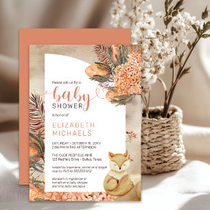 Boho Handflatan Lämnar Hydrangeas Girl Baby Shower Inbjudningar