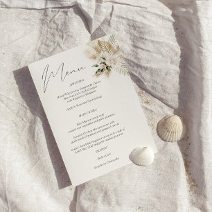 Boho Handflatan Löv Blommigt Menu Inbjudningar