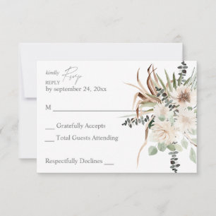 Boho Handflatan Löv Eucalyptus & Beige Blommigt no OSA Kort