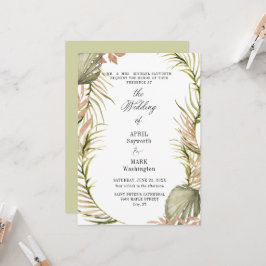 Boho Handflatan Löv Greenery Bröllop Inbjudningar