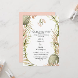 Boho Handflatan Löv Greenery Bröllop Inbjudningar