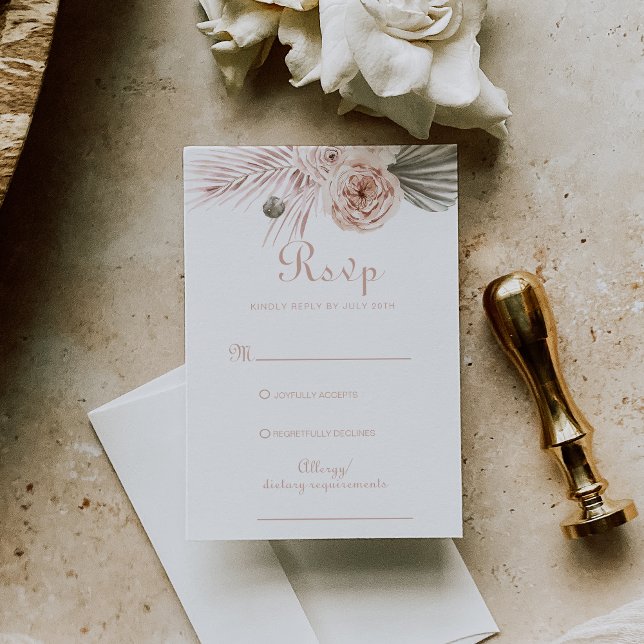 Boho Handflatan Löv och Ro Bröllop OSA Card (Skapare uppladdad)