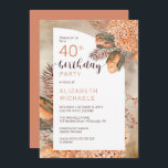 Boho Handflatan Lövs | Hydrangeas 40:e födelsedage Inbjudningar<br><div class="desc">Den vita vattenfärgen torkade terracotta hydrangeas och handflatan löv blommigtar kvinnans födelsedagskalender "40 Party". Sammansatt design efter Helgdag Hearts-design (reserverade höger).</div>