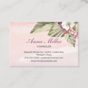 Boho Handflatan Orchid Gentle Rosa Counseling Miss Visitkort