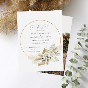 Boho Handflatan Pampas Grass Blommigt Spara datumf Inbjudningar