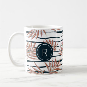 Boho Handflatan Rand Mönster Monogram Kaffemugg
