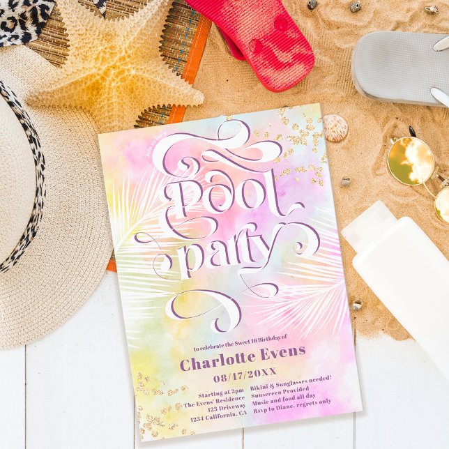 Boho handflatan roligt bassäng party, manussnurrar inbjudningar (Skapare uppladdad)