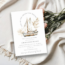 Boho Handflatan Sailboat Sjölandskap Baby Shower Inbjudningar