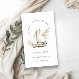 Boho Handflatan Sailboat Sjölandskap Bröllop webbp Tilläggskort