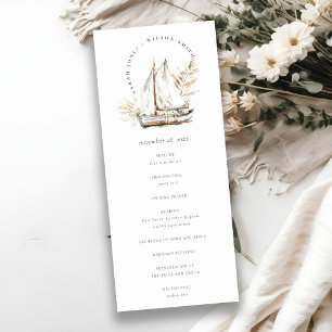 Boho Handflatan Sailboat-Sjölandskap Bröllopsprogr Inbjudningar