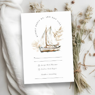 Boho Handflatan Sailboat Sjölandskap Watercolor Br OSA Kort