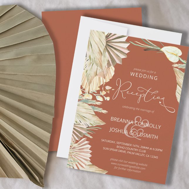 Boho Handflatan Terracotta Wedding Reception Inbjudningar (Skapare uppladdad)