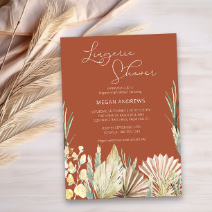 Boho Handflatan torkade Foliage Terracotta Lingeri Inbjudningar