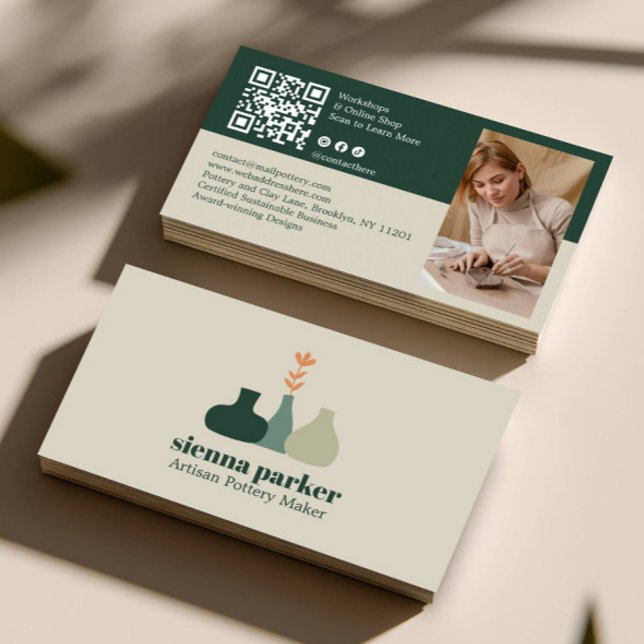 BOHO HANDGJORD KERAMIK QR-KOD FOTO VISITKORT (Skapare uppladdad)