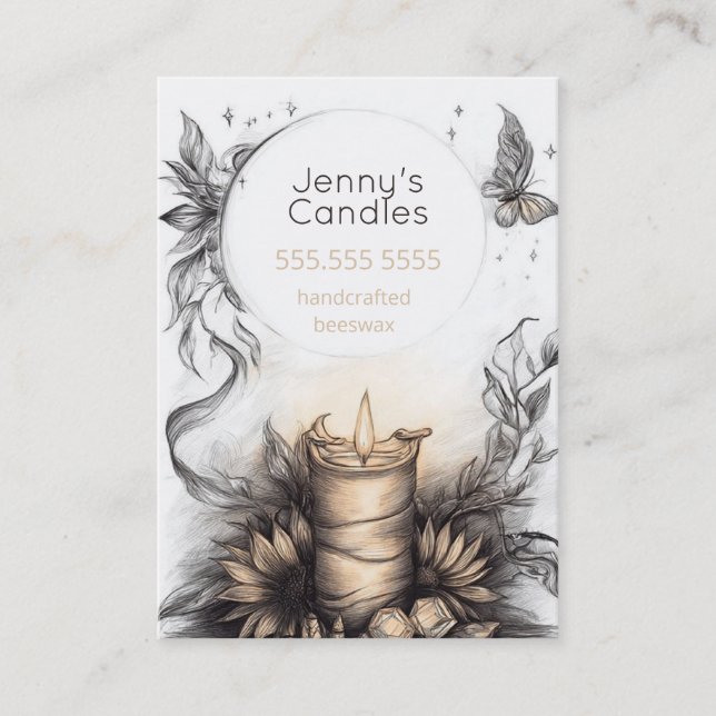 Boho Handgjorda Ljus QR-kod Visitkort (Framsida)