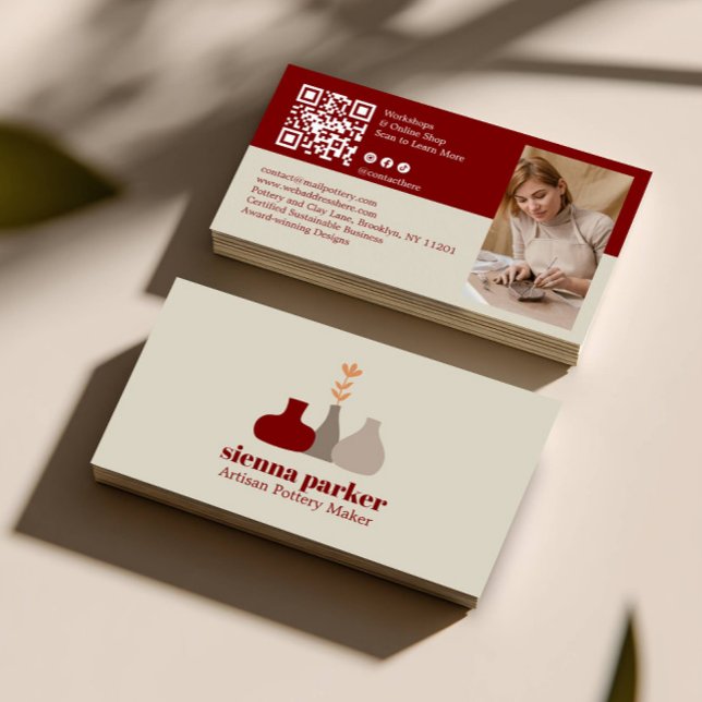 BOHO  HANDMADE POTTERY CERAMIC QR CODE PHOTO VISITKORT (Skapare uppladdad)