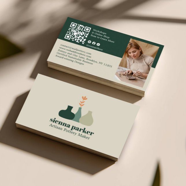 BOHO  HANDMADE POTTERY CERAMIC QR CODE PHOTO VISITKORT (Skapare uppladdad)
