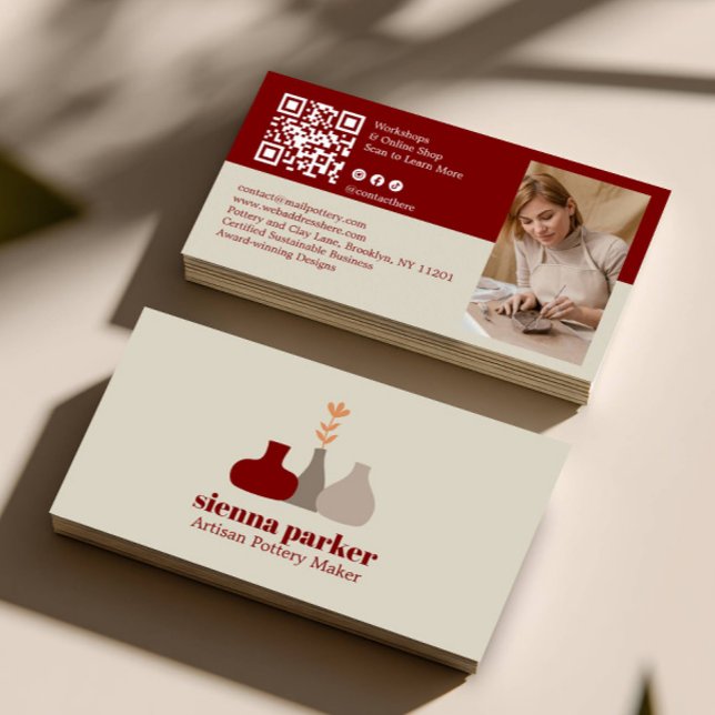 BOHO  HANDMADE POTTERY CERAMIC QR CODE PHOTO VISITKORT (Skapare uppladdad)