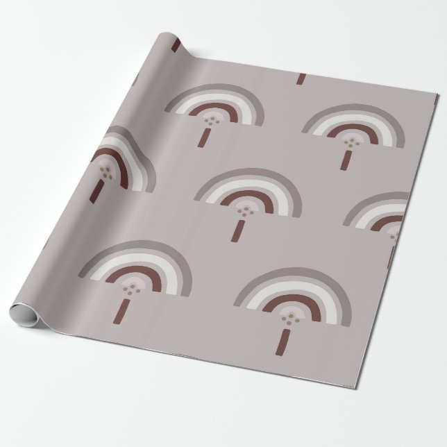 Boho Handritad Regnbåge och Minimalistisk Soluppgå Presentpapper (Utrullad)