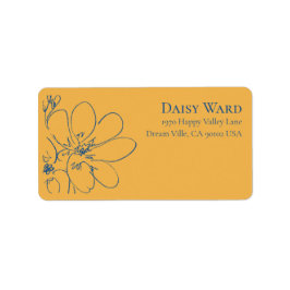 Boho Handritade Vildblomma Adressetiketter | Gul