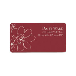 Boho Handritade Vildblomma Adressetiketter | Röd
