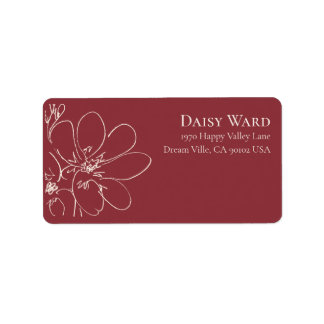 Boho Handritade Vildblomma Adressetiketter | Röd