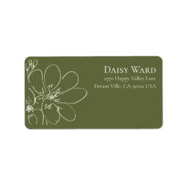 Boho Handritta Vildblomma Adressetiketter | Grön