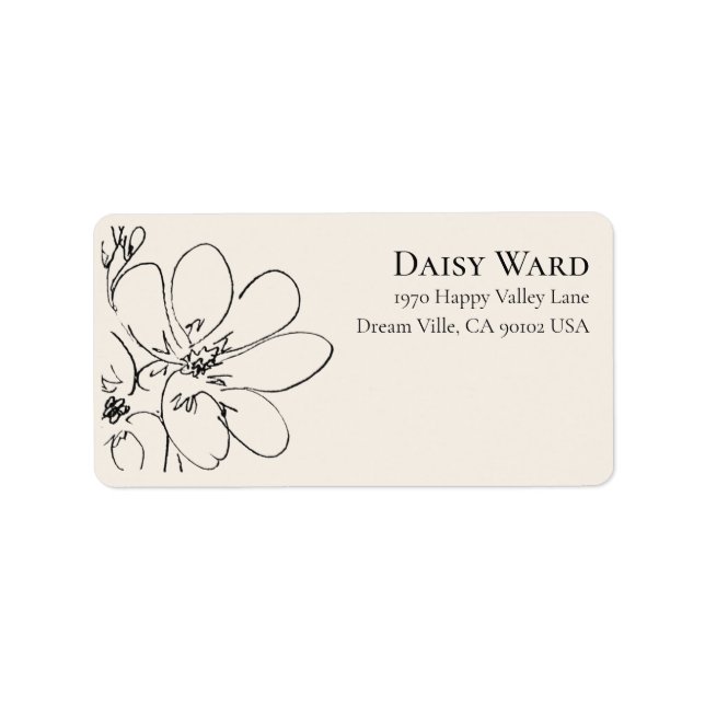 Boho Handritta Vildblomma Adressetiketter | Kräm (Framsidan)