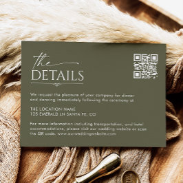 Boho Handskriven Bröllopsdetaljer QR-kod  Tilläggskort