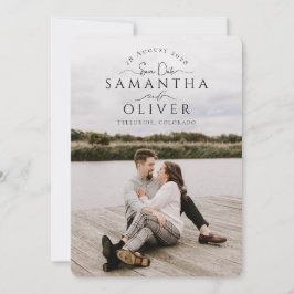 Boho Handwritten Photo Save the Date Card Inbjudningar