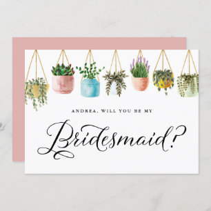 Boho Hanging Plants kommer du bli min bridesmaid Inbjudningar