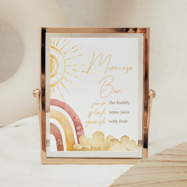 Boho här kommer hit från Son Baby Shower Mamma Osa Poster (Sonshine Baby Shower Mom Osa Bar Sign)