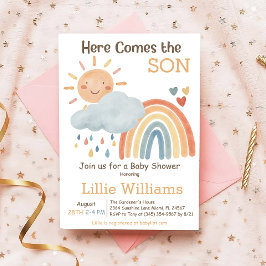 Boho här kommer hit, pojken Baby Shower Inbjudningar