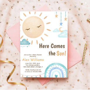 Boho här kommer hit, Son Sunshine Baby Shower Boy Inbjudningar