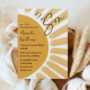 Boho här kommer hit, Son Sunshine Baby Shower Inbjudningar