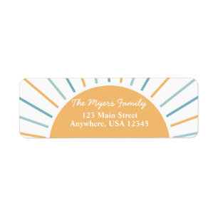 Boho här kommer sonen baby shower returadress etikett