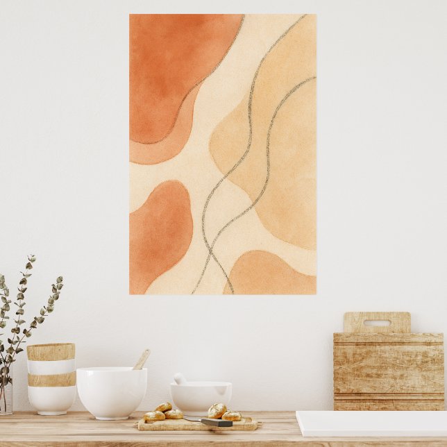 Boho Harmony | Minimalist Abstract Wall Art Poster (Kök)