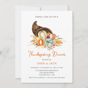 Boho Harvest Fall Pumpkin Thanksgiving Dinner Inbjudningar