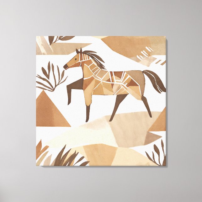 Boho häst Löv botaniska konsten stil Simple Modern Canvastryck (Framsida)