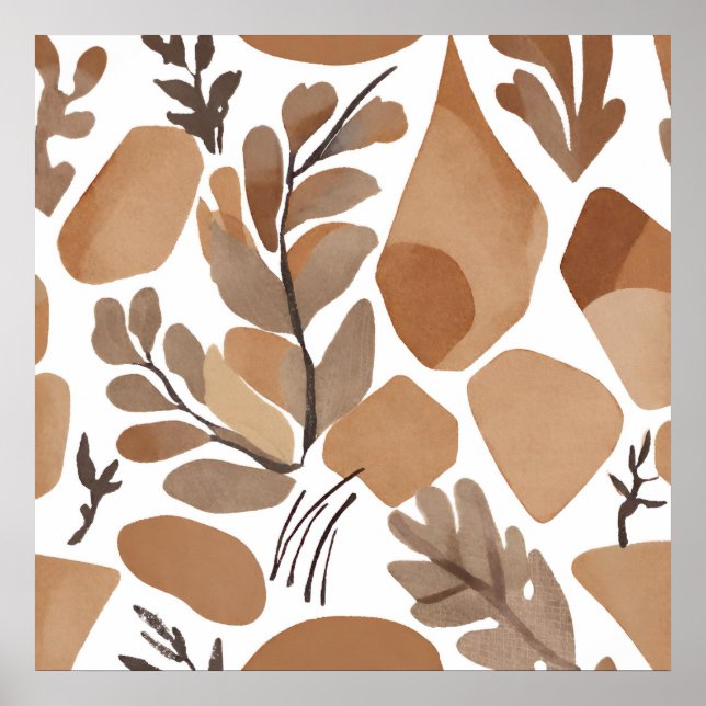 Boho häst Löv botaniska konsten stil Simple Modern Poster (Framsidan)