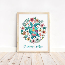 Boho Havssköldpadda Konsttryck - Ocean Väggkonst