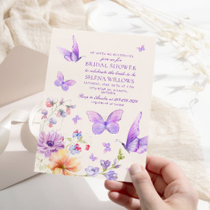 Boho He Ge Me Butterflies Lila Möhippa Inbjudningar