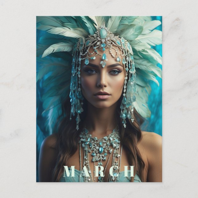 *~* Boho Headdress MARCH AP53 AQUAMARINE Vykort (Framsida)